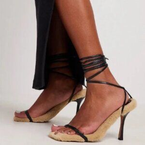 Excellent Used NA-KD Faux Fur Sole Strappy Heels Size 36